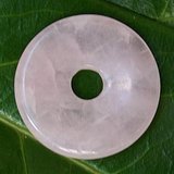 Pandantiv disc piatra semipretioasa Quartz Roz, 3 cm